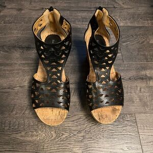 Black Wedge Sandals